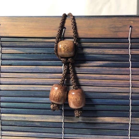 NWOT Colori Blue Wooden Bamboo Purse - Picture 6 of 13